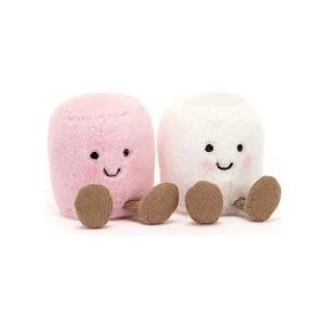 Marshmallows de la marque Jellycat peluche rose et blanche